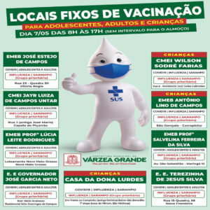 Várzea Grande vacina neste sábado contra covid-19, sarampo e gripe