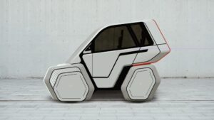 Leia mais sobre o artigo Veículo futurista em 3D é um híbrido de carro com bicicleta elétrica