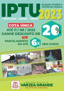 Várzea Grande prorroga IPTU 2023 até o dia 11 de agosto