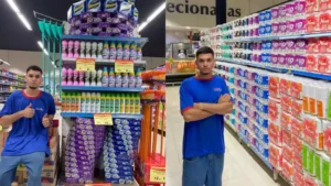 Leia mais sobre o artigo Repositor de supermercado viraliza ao transformar prateleiras em criações visuais