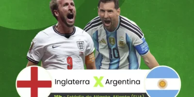 Inglaterra e Argentina se enfrentam nesta quarta-feira (15), pela semifinal da Copa do Mundo de 2026 - Foto: Arte/Terra